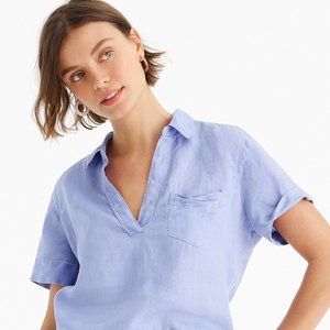 J Crew Popover Linen Short Sleeve Shirt